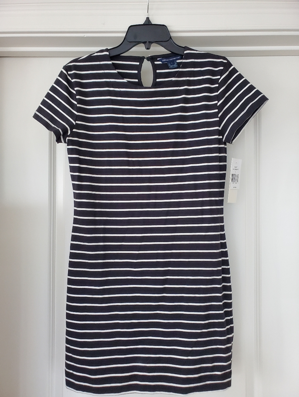 French Connection Black And White Striped Dress NWT